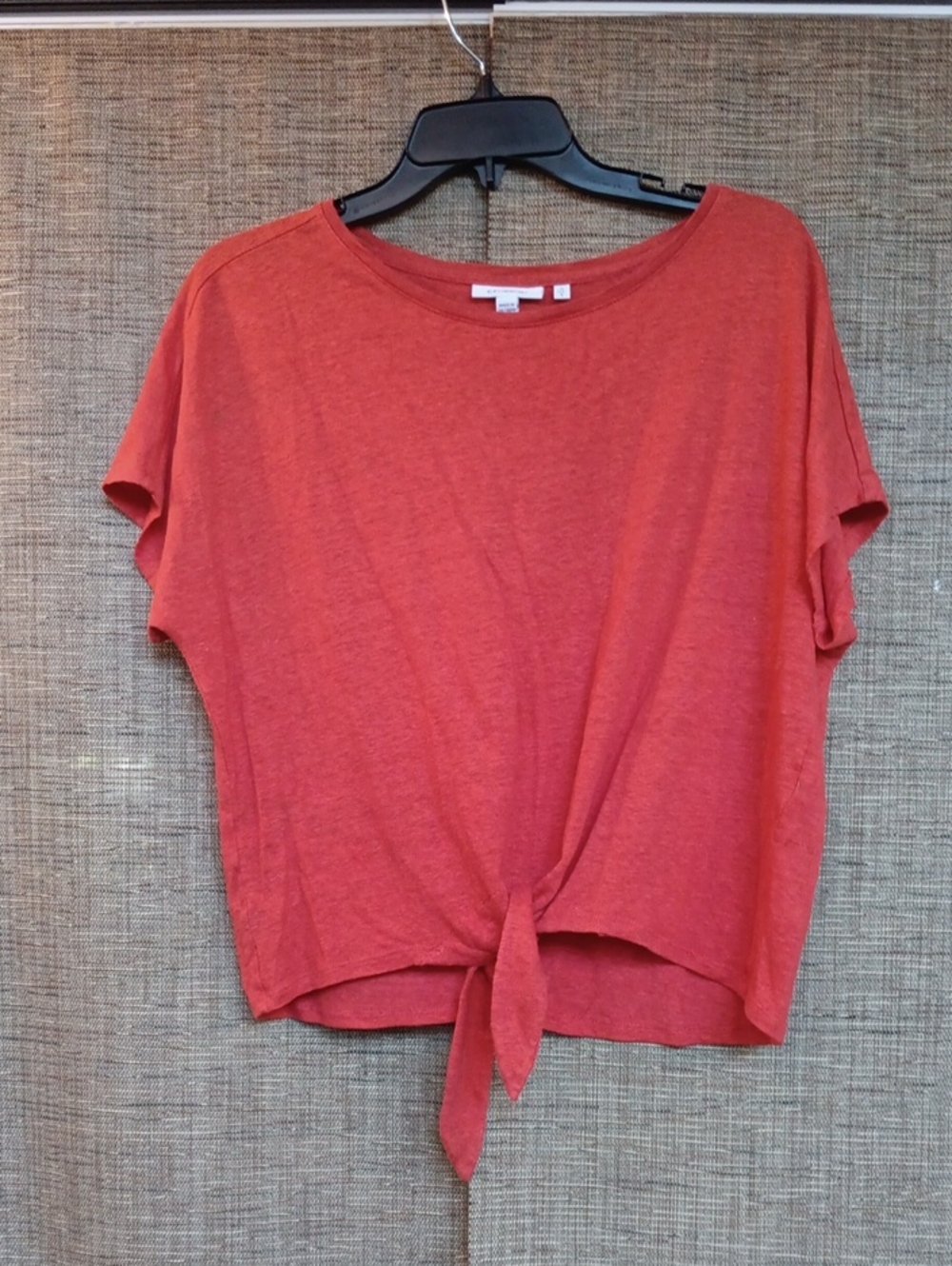 Chico's Coral Tie-Front Short Sleeve Crop Top